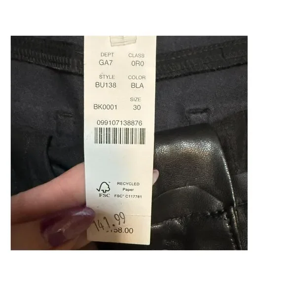 J.Crew Faux Leather Black Boot Leg Cut Pants Women’s Size 30/10 NWT - Picture 6 of 8